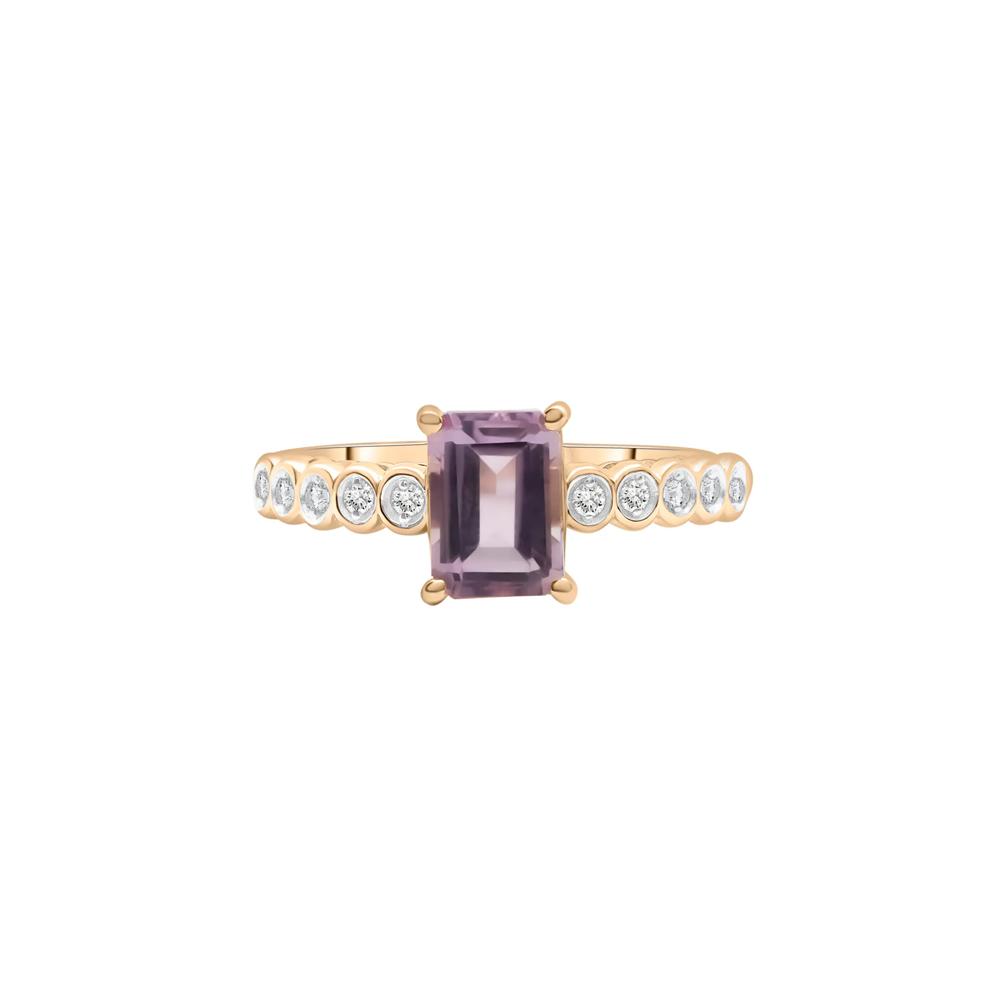 Rose de France and Diamond Ring in 10K Yellow Gold (1/10 ct. tw) – Image 1 of 5