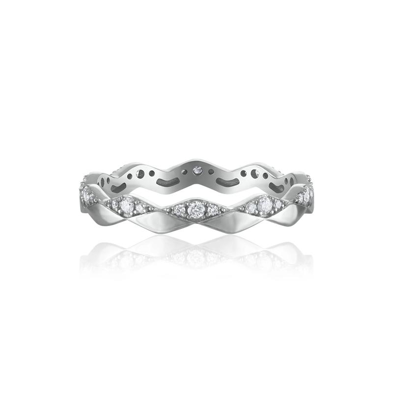 Wavy Diamond Stack Band in 14K White Gold &#40;1/5 ct. tw.&#41; – Image 1 of 3