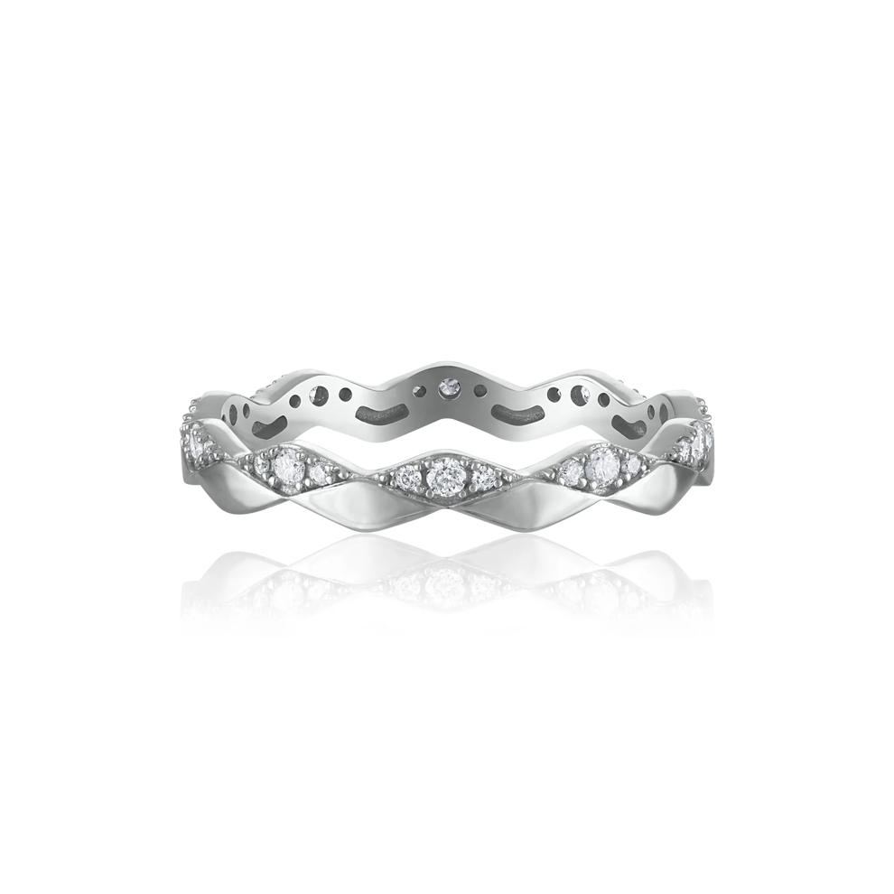 Wavy Diamond Stack Band in 14K White Gold (1/5 ct. tw.) – Image 1 of 3