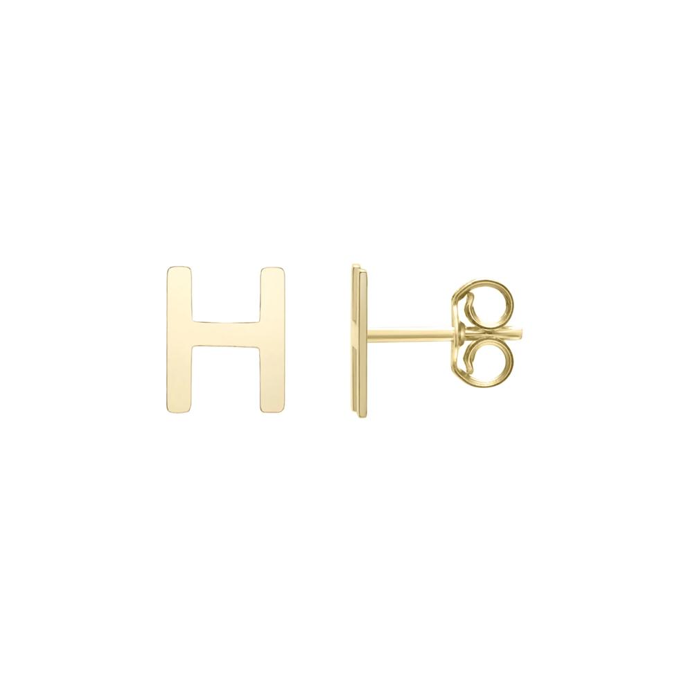 Initial Stud Earrings Letter &ldquo;H&rdquo; in 14K Yellow Gold – Image 1 of 1