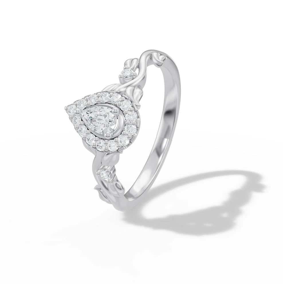 Diamond Pear-Shaped Halo Engagement Ring in 14K White Gold (1/4 ct. tw.) – Image 4 of 4