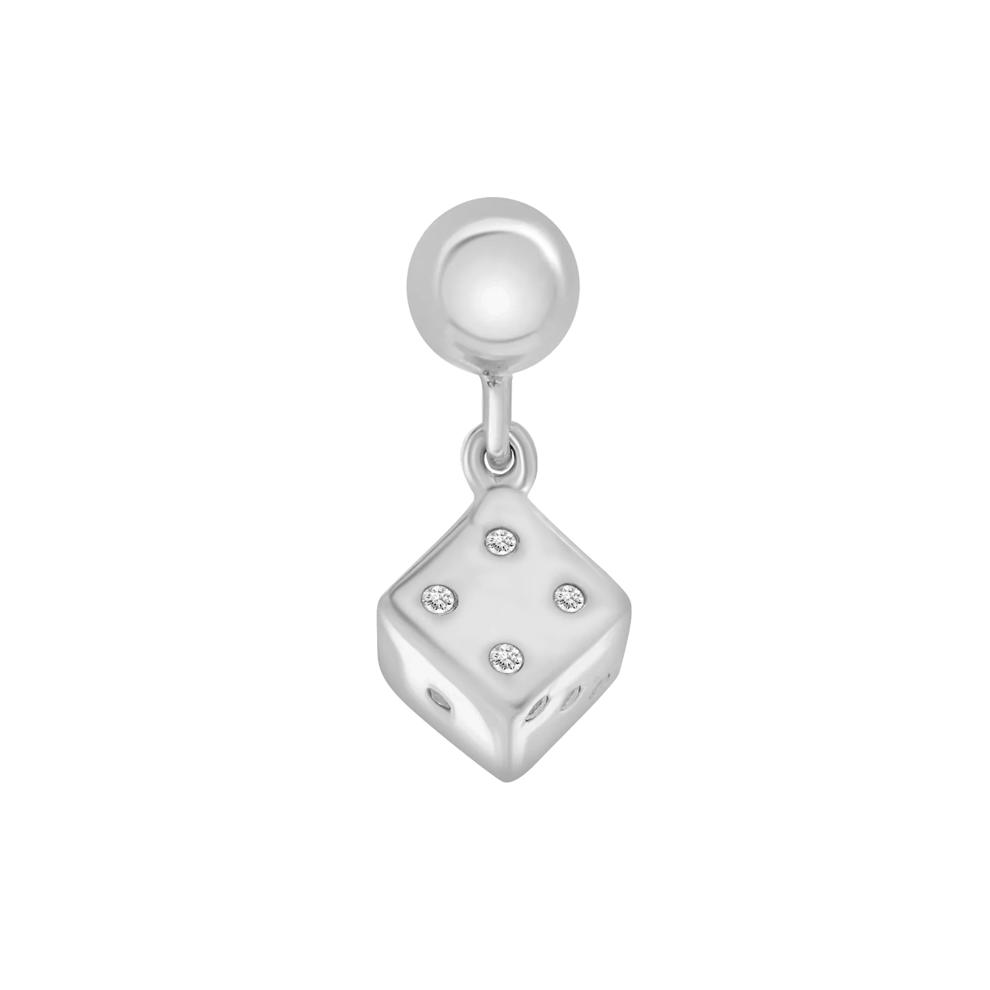 Diamond Accent Dice Bead Charm in Sterling Silver – Image 3 of 3