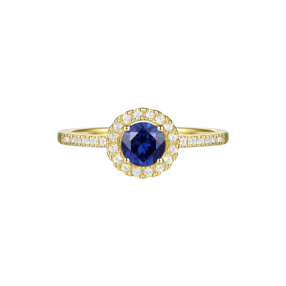 Blue Sapphire and Diamond Ring in 10K Yellow Gold (1/5 ct. tw.) – Image 1 of 3