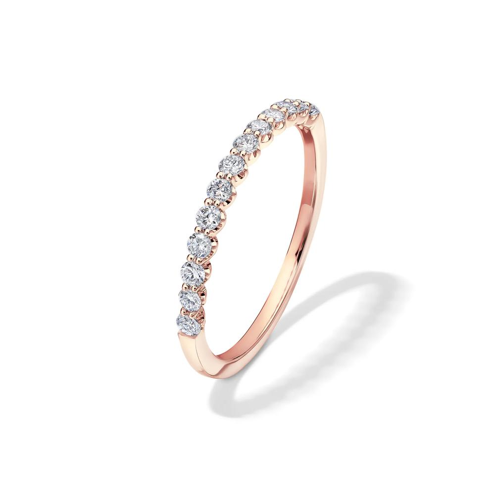 Lab Grown Diamond Round Anniversary Band in 10K Rose Gold (1/7 ct. tw.) – Image 4 of 4