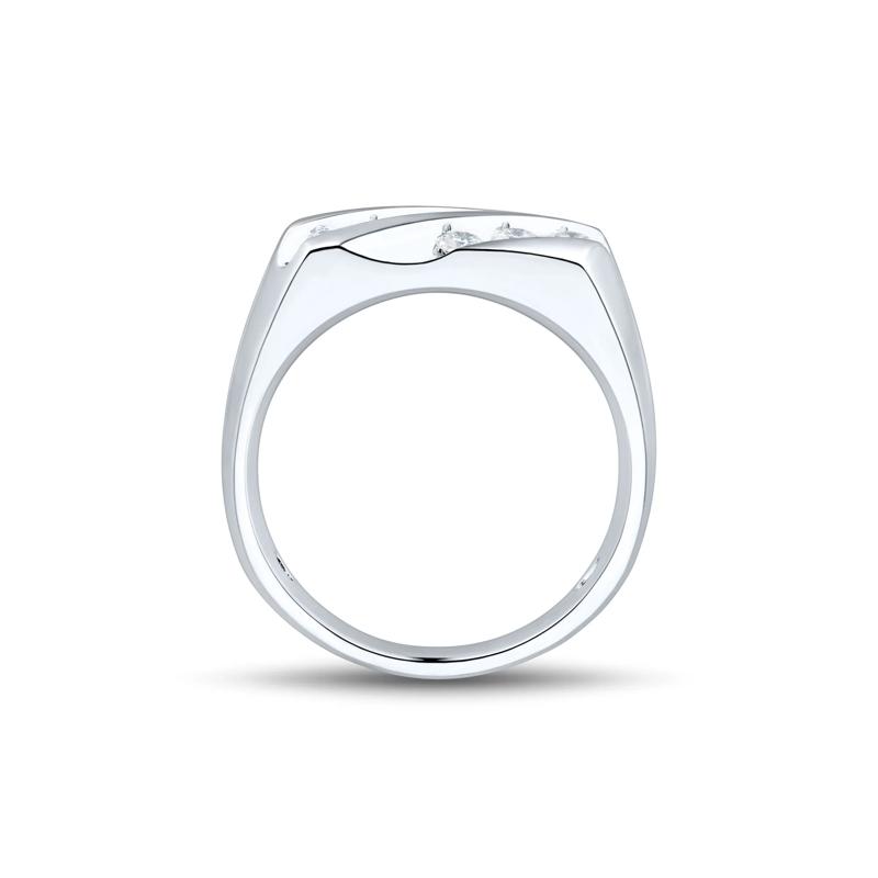 Men&#39;s Lab Grown Diamond Slant Ring in 10K White Gold &#40;1 ct. tw.&#41; – Image 2 of 3