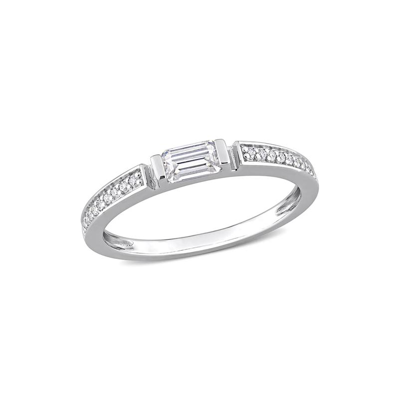 Baguette Moissanite Stacking Ring in Sterling Silver &#40;3/8 ct. dew&#41; – Image 1 of 5