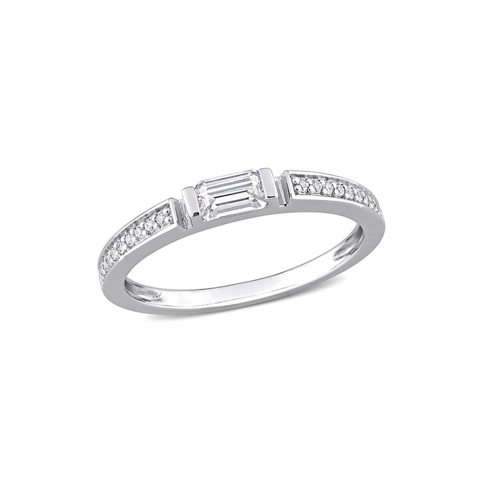 Baguette Moissanite Stacking Ring in Sterling Silver (3/8 ct. dew) – Image 1 of 5