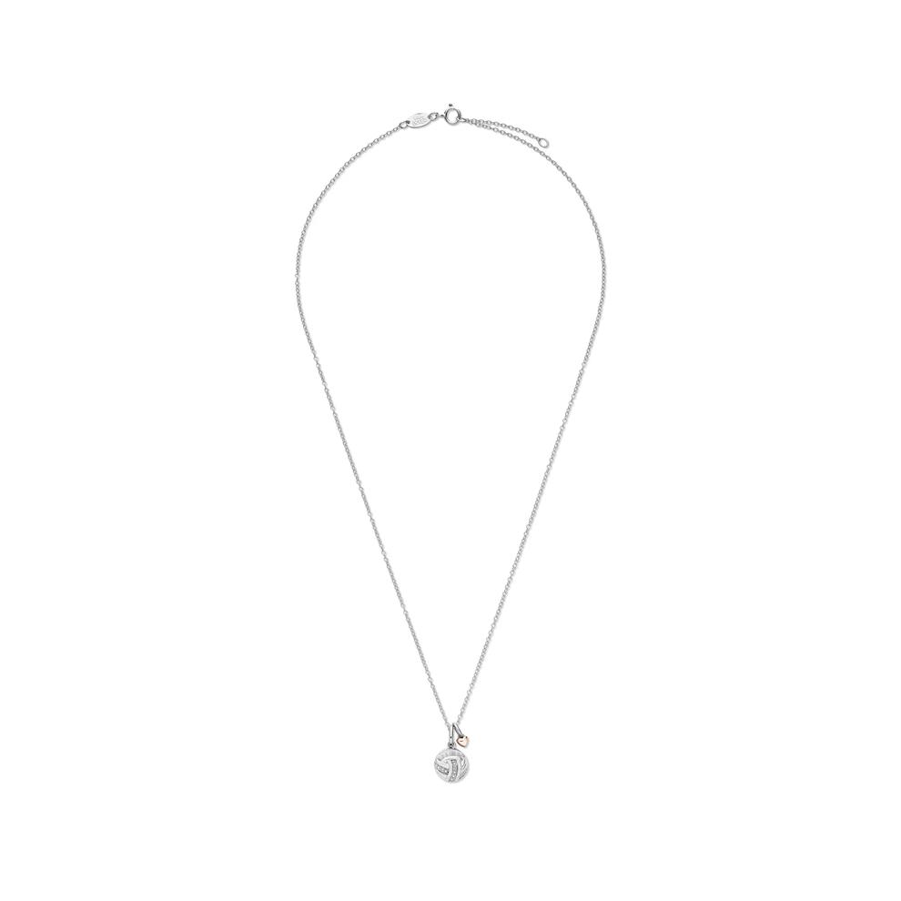 Lab Grown Diamond Accent Volleyball Pendant in Sterling Silver &amp; 10K Rose Gold – Image 3 of 5
