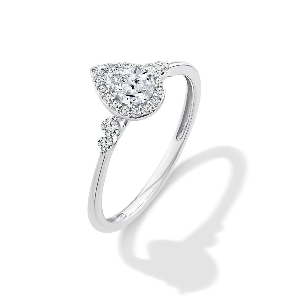 Lab Grown Diamond Pear-Shaped Halo Center Promise Ring in 10K White Gold (1/2 ct. tw.) – Image 4 of 4