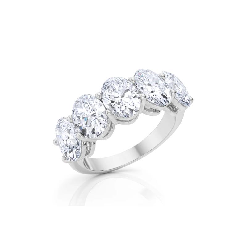 Lab Grown Diamond Oval Five-Stone Band in 14K White Gold &#40;5 ct. tw.&#41; – Image 5 of 5