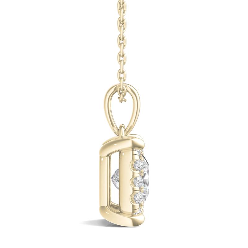 Lab Grown Diamond Princess-Cut Halo Pendant in 14K Yellow Gold &#40;1 ct. tw.&#41; – Image 2 of 3