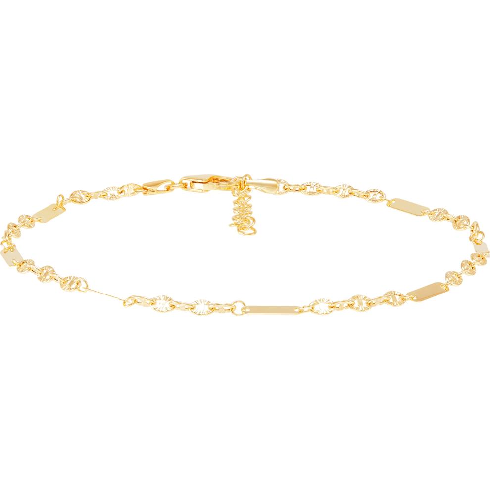 Polished Bar Mariner Chain Anklet in 10K Yellow Gold, 10" – Image 2 of 2
