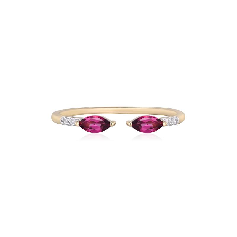 Rhodolite Garnet and Diamond Accent Open Ring in 10K Yellow Gold – Image 1 of 3