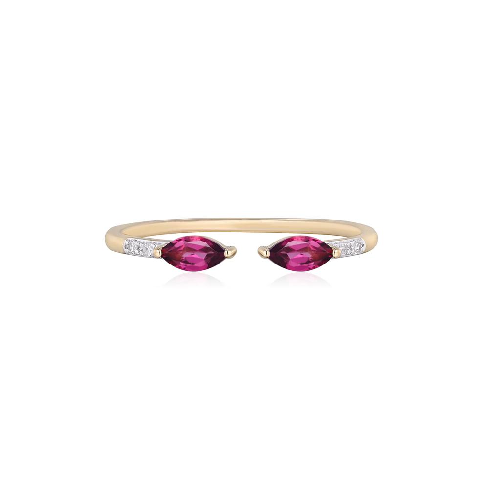 Rhodolite Garnet and Diamond Accent Open Ring in 10K Yellow Gold – Image 1 of 3