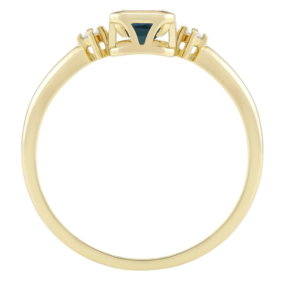 Emerald-Cut Lab-Created Alexandrite and Diamond Accent Ring in 10K Yellow Gold – Image 2 of 3