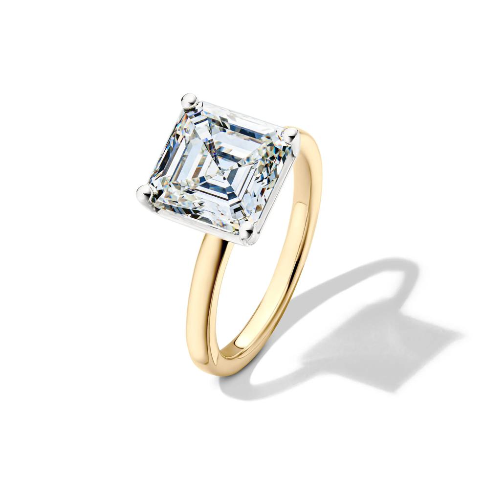 Lab Grown Diamond Asscher-Cut Solitaire Engagement Ring in 14K Yellow &amp; White Gold (5 ct.) – Image 4 of 4