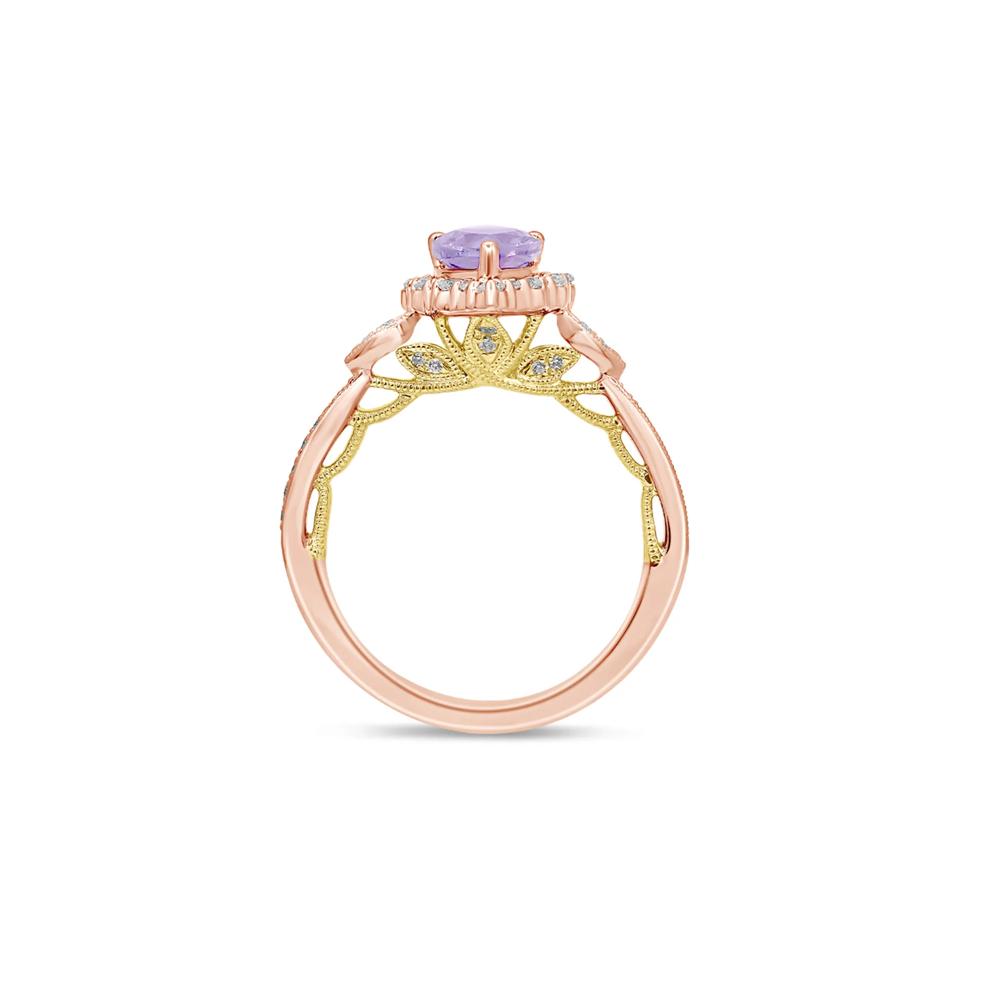Pear-Shaped Rose De France Amethyst &amp; Diamond Engagement Ring in 14K Rose Gold (1/3 ct. tw.) – Image 2 of 3