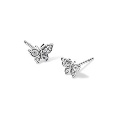 Diamond Butterfly Stud Earrings in 10K White Gold (1/10 ct. tw.)