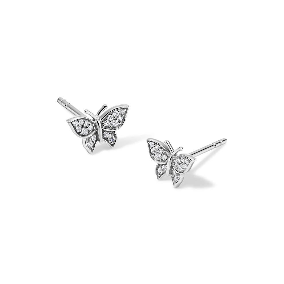 Diamond Butterfly Stud Earrings in 10K White Gold (1/10 ct. tw.) – Image 1 of 2