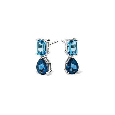 Blue Topaz & London Blue Topaz Drop Earrings in Sterling Silver