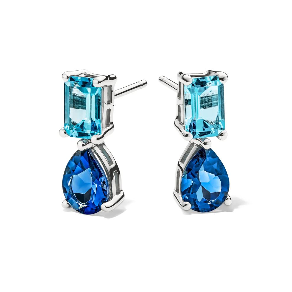 Blue Topaz &amp; London Blue Topaz Drop Earrings in Sterling Silver – Image 1 of 2