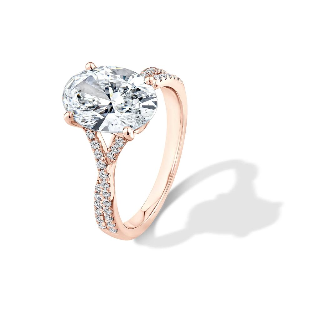 Lab Grown Diamond Oval-Shaped Engagement Ring in 18K Rose Gold (3 1/3 ct. tw.) – Image 4 of 4