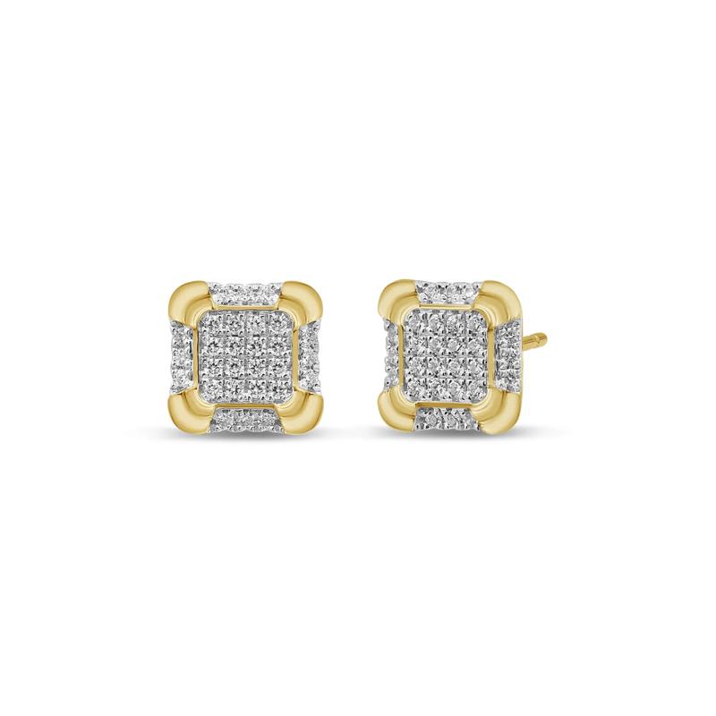 Square Diamond Cluster Stud Earrings in 10K Yellow Gold &#40;1/3 ct. tw.&#41; – Image 1 of 1