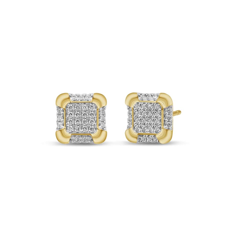 Square Diamond Cluster Stud Earrings in 10K Yellow Gold (1/3 ct. tw.) – Image 1 of 1