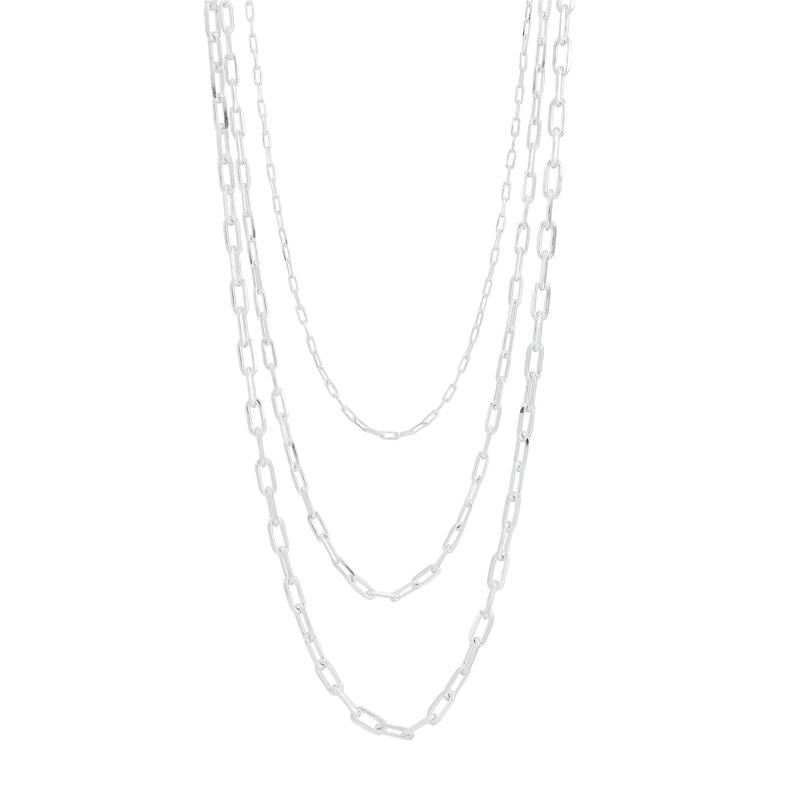 Three-Layer Paperclip Chain Necklace in Sterling Silver – Image 1 of 4