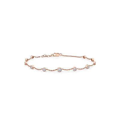Lab Grown Diamond Bezel Station Bracelet in 10K Rose Gold, 7.25" (1 ct. tw.)