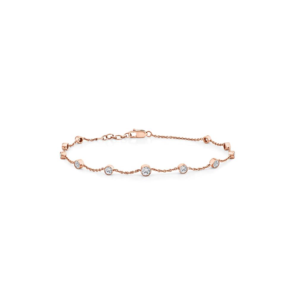 Lab Grown Diamond Bezel Station Bracelet in 10K Rose Gold, 7.25" (1 ct. tw.) – Image 1 of 2