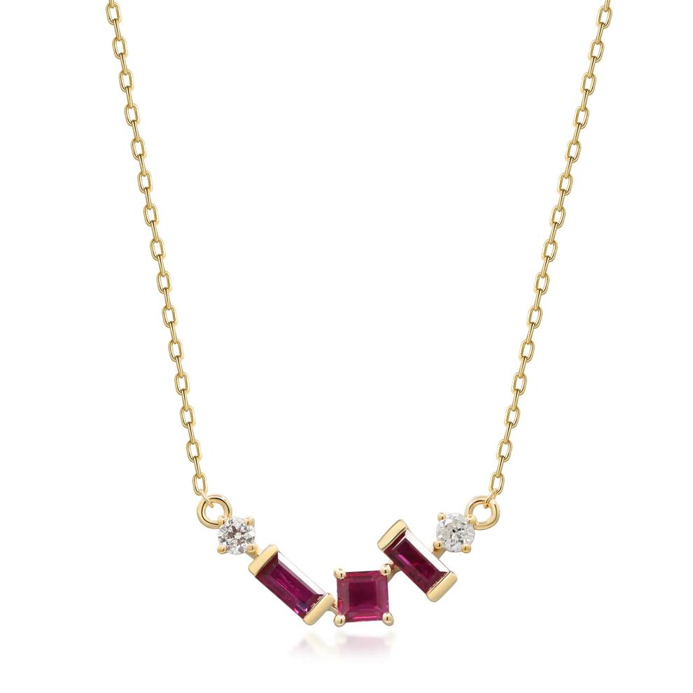 Ruby and Diamond Necklace in 10K Yellow Gold (1/10 ct. tw.) – Image 1 of 3