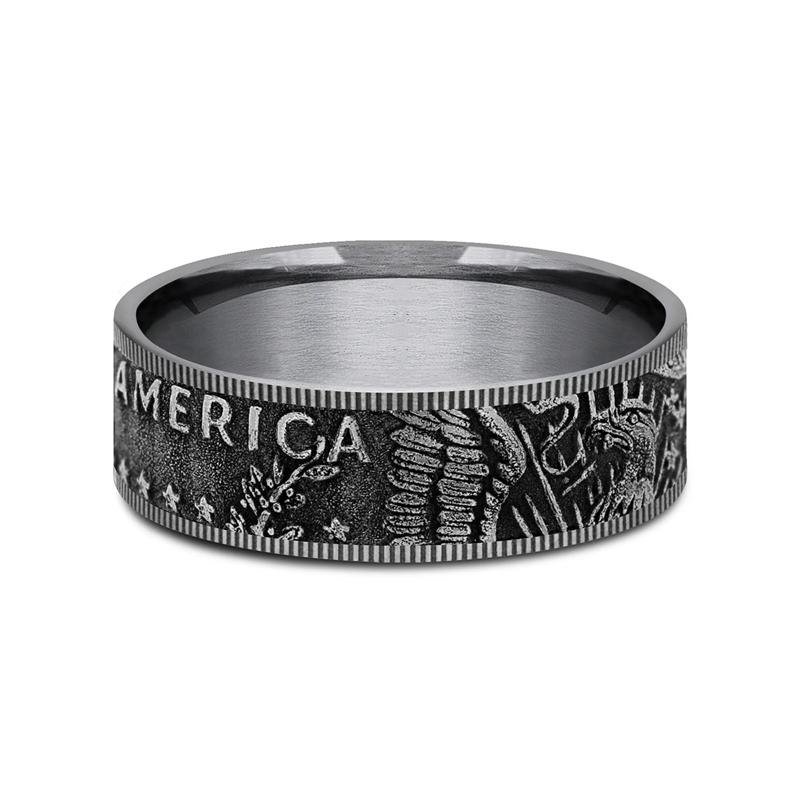 Men&#39;s Gray Coin Band in Tantalum, 8MM – Image 1 of 3