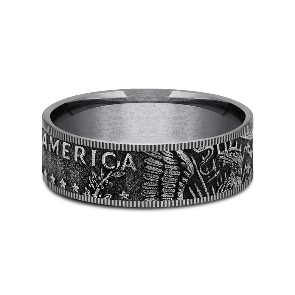 Men's Gray Coin Band in Tantalum, 8MM – Image 1 of 3