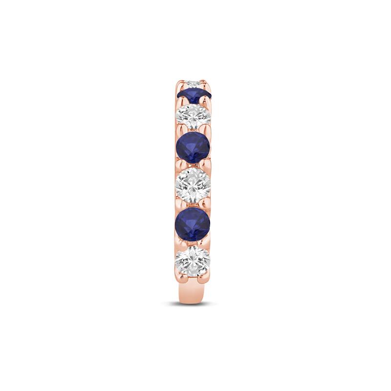 Lab Grown Diamond and Lab-Created Blue Sapphire Anniversary Band in 14K Rose Gold &#40;1 ct. tw.&#41; – Image 3 of 3