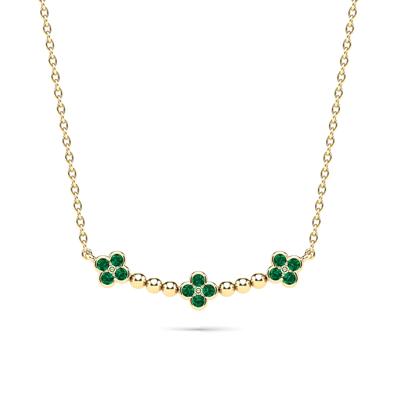 Emerald Clover Bar Necklace in 10K Yellow Gold