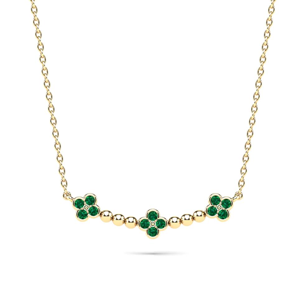 Emerald Clover Bar Necklace in 10K Yellow Gold – Image 1 of 4