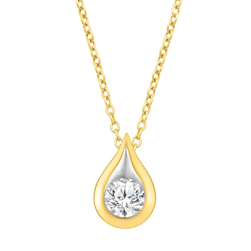Lab Grown Diamond Tear Drop Pendant in 14K Yellow Gold &#40;1/4 ct. tw.&#41; – Image 1 of 3