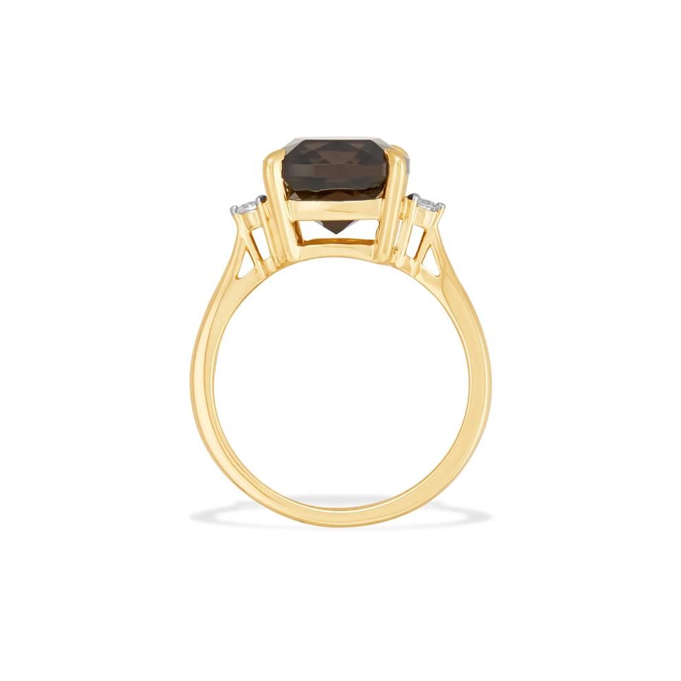 Smoky Quartz and Diamond Accent Ring in 10K Yellow Gold – Image 2 of 4