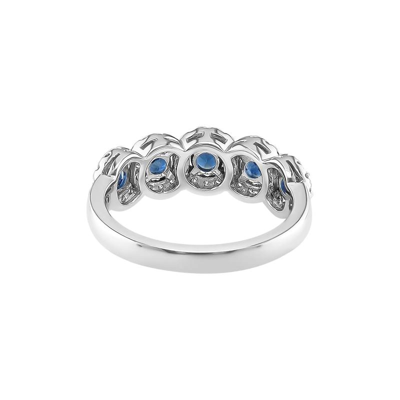 Blue Sapphire &amp; 1/3 ct. tw. Diamond Ring in 14K White Gold – Image 4 of 4