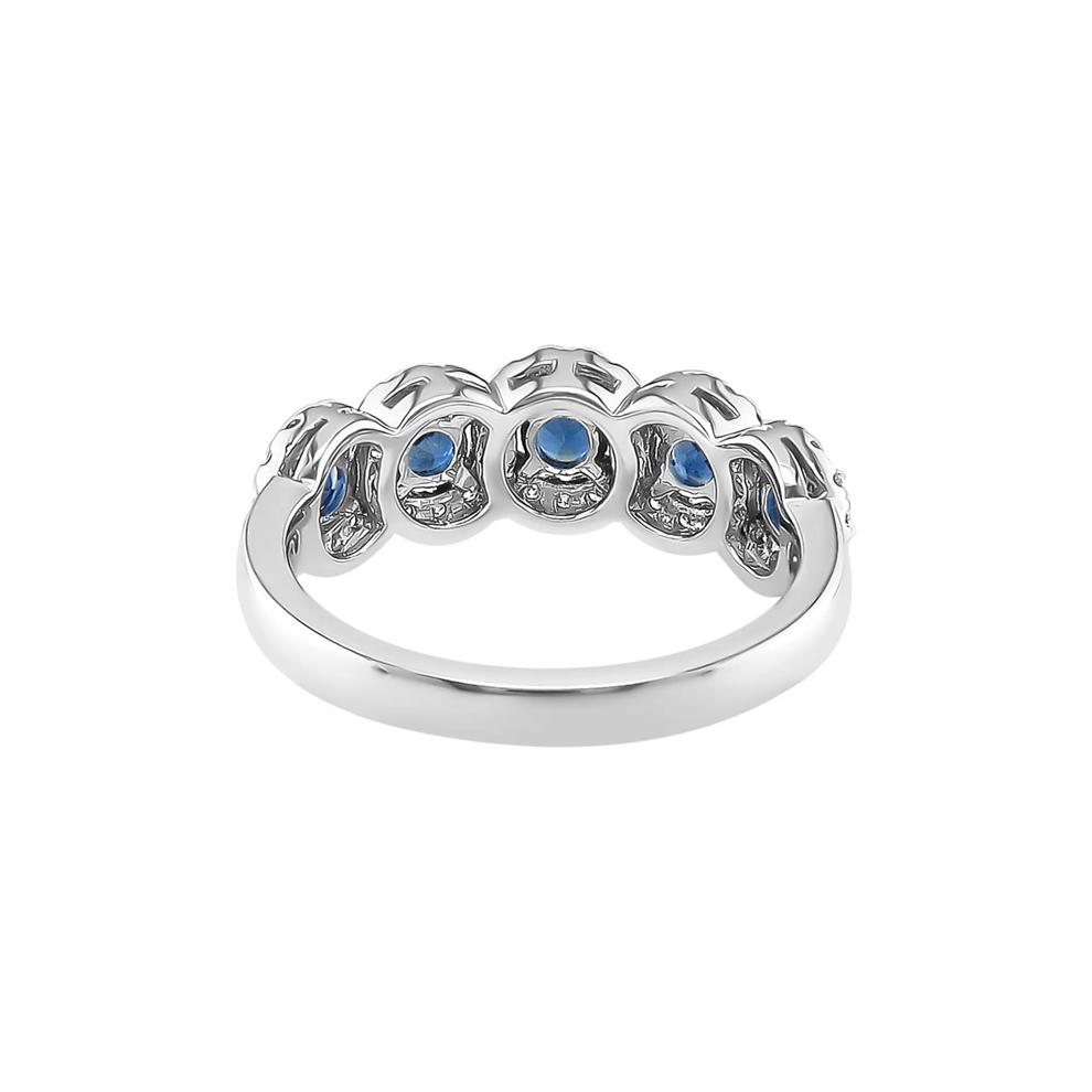 Blue Sapphire &amp; 1/3 ct. tw. Diamond Ring in 14K White Gold – Image 4 of 4