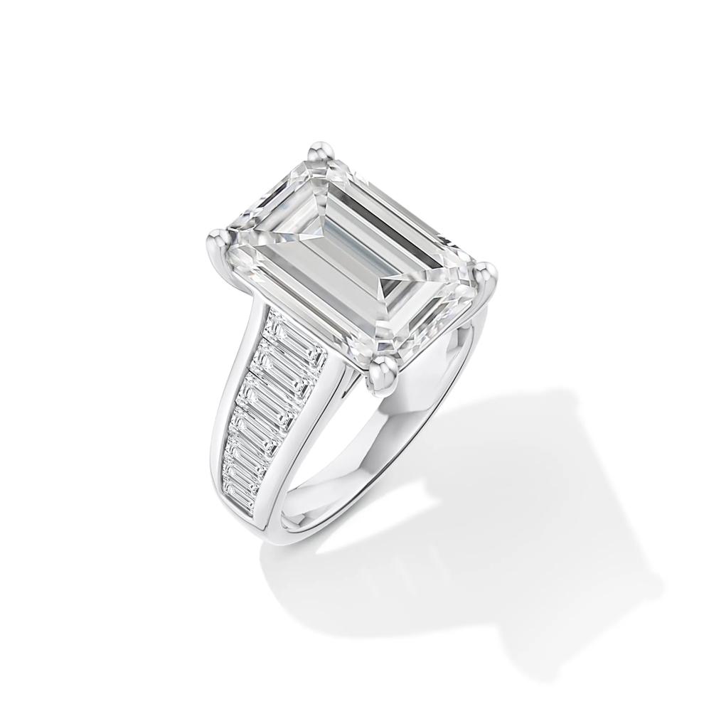 Lab Grown Diamond Emerald-Cut Center Engagement Ring in 14K White Gold (9 1/2 ct. tw.) – Image 2 of 4