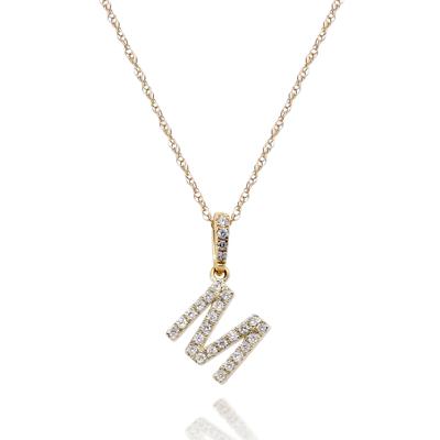 Diamond M Initial Pendant in 10K Yellow Gold (1/10 ct. tw.)