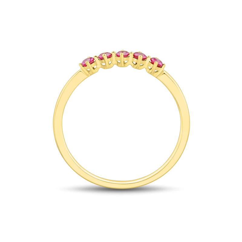 Lab-Created Ruby Five-Stone Band in 10K Yellow Gold – Image 2 of 4