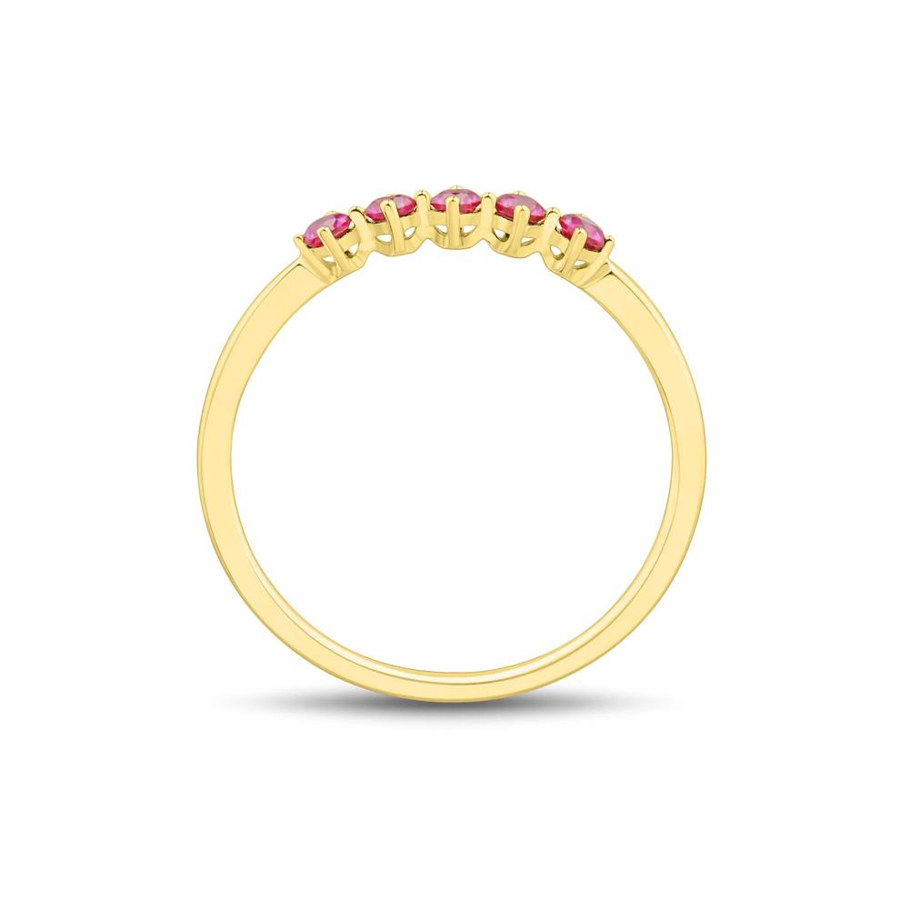 Lab-Created Ruby Five-Stone Band in 10K Yellow Gold – Image 2 of 4