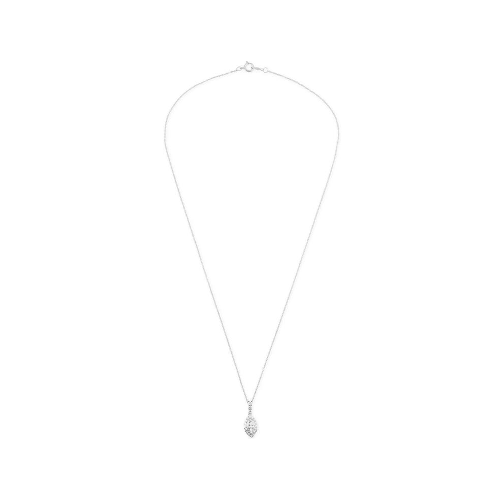 Lab Grown Diamond Marquise Halo Drop Pendant Necklace in 14K White Gold (3/4 ct. tw.) – Image 2 of 4