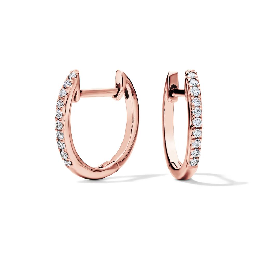 Diamond Huggie Hoop Earrings in 14K Rose Gold (1/10 ct. tw.) – Image 1 of 2
