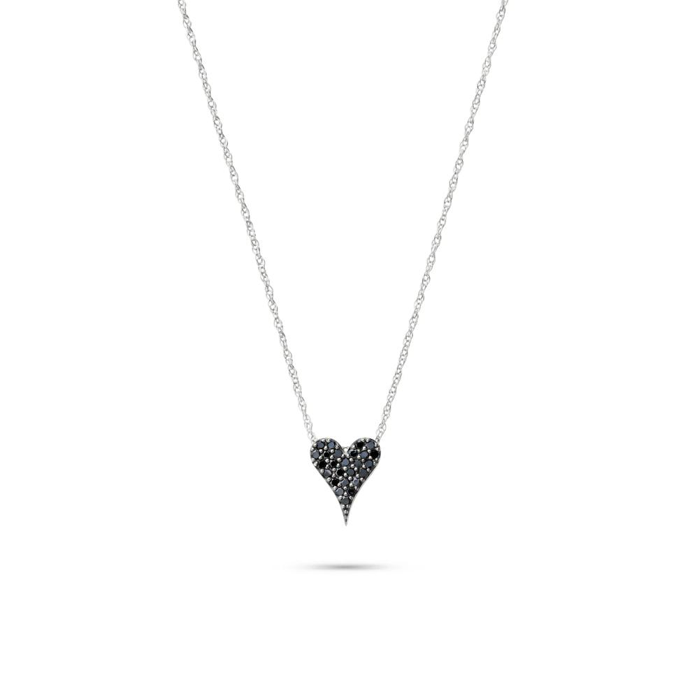 Black Diamond Heart Pendant in 10K White Gold (1/10 ct. tw.) – Image 1 of 4
