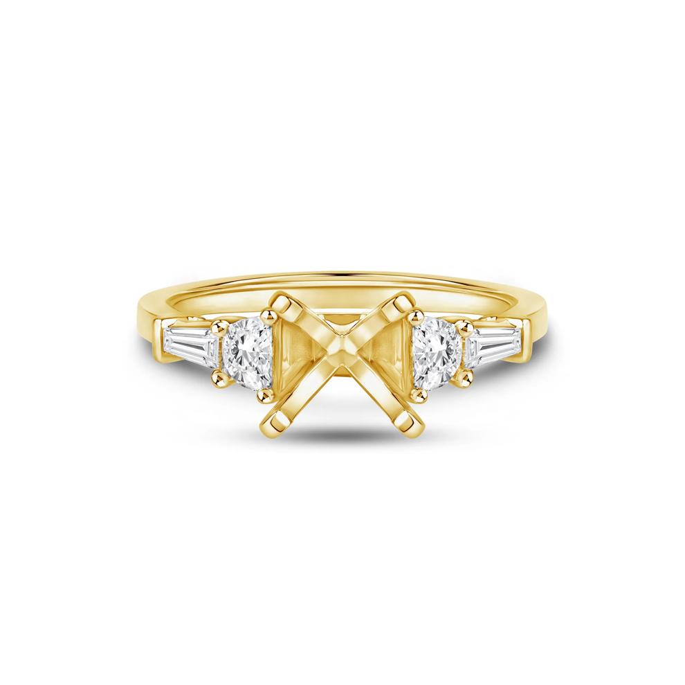 1/2 ct. tw. Round and Baguette-Cut Diamond Semi-Mount Engagement Ring in 14k Yellow Gold (Setting Only) – Image 2 of 6