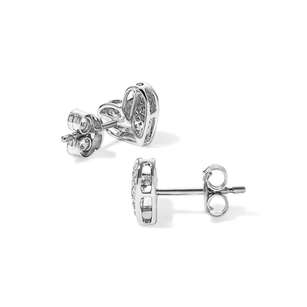 Diamond Heart Stud Earrings in 14K White Gold (1/7 ct. tw.) – Image 2 of 2